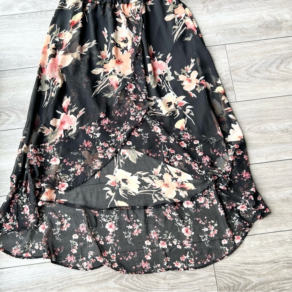 Michel  Studio Collection Floral Print High Low Hem Flowy Sleeveless Dress - Picture 8 of 14